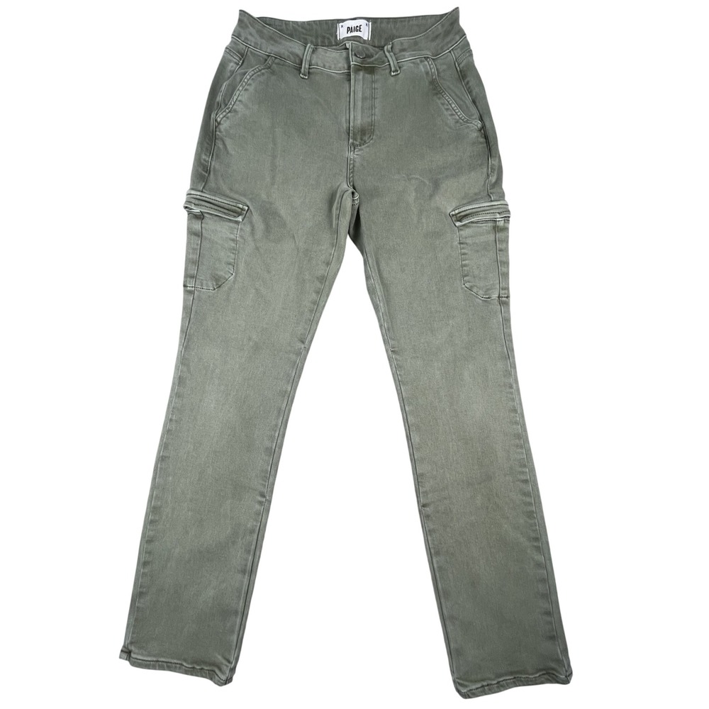 Paige Cargo Pants Womens 27 Green Mayslie Slim Utility Stretch Olive